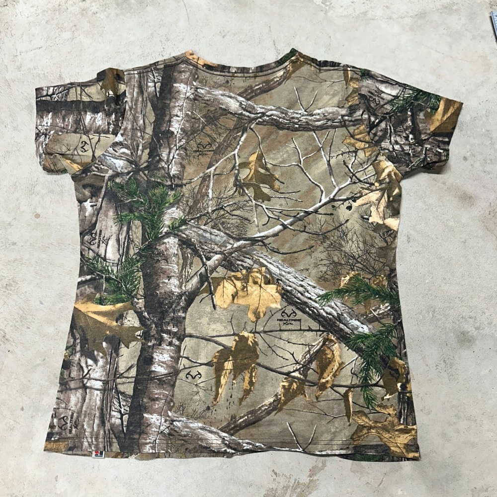 Russell Outdoors Womens XL RealTree Camo‎ V Neck T Shirt Hunting Top - Picture 6 of 7